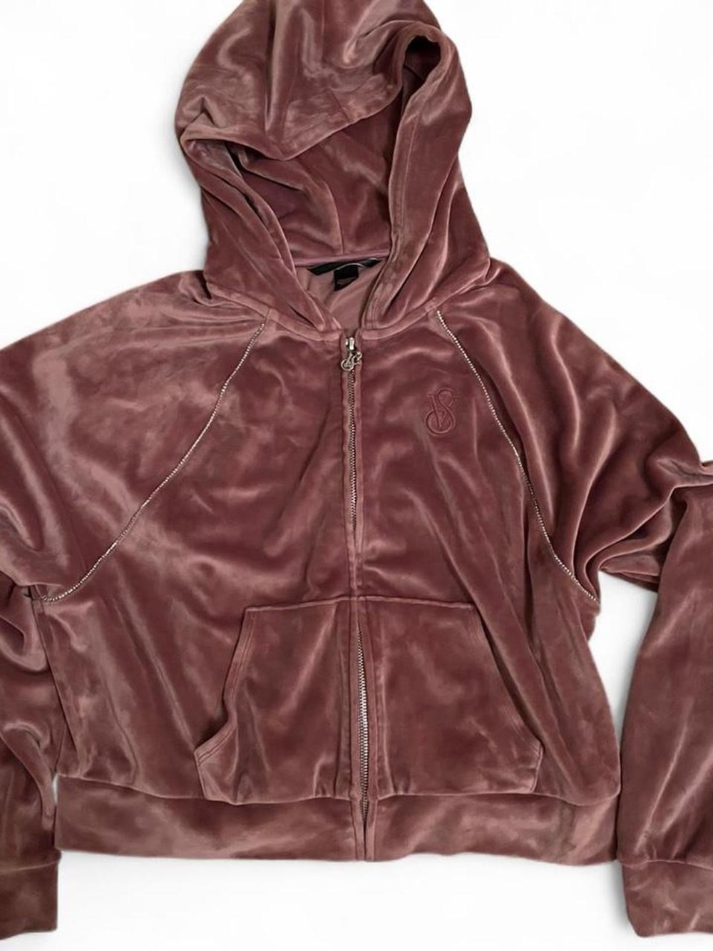 Victoria's Secret Rose Pink Velvet Zip Hoodie